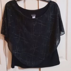 Lol Lol USA black sparkly glitter blouse 1X